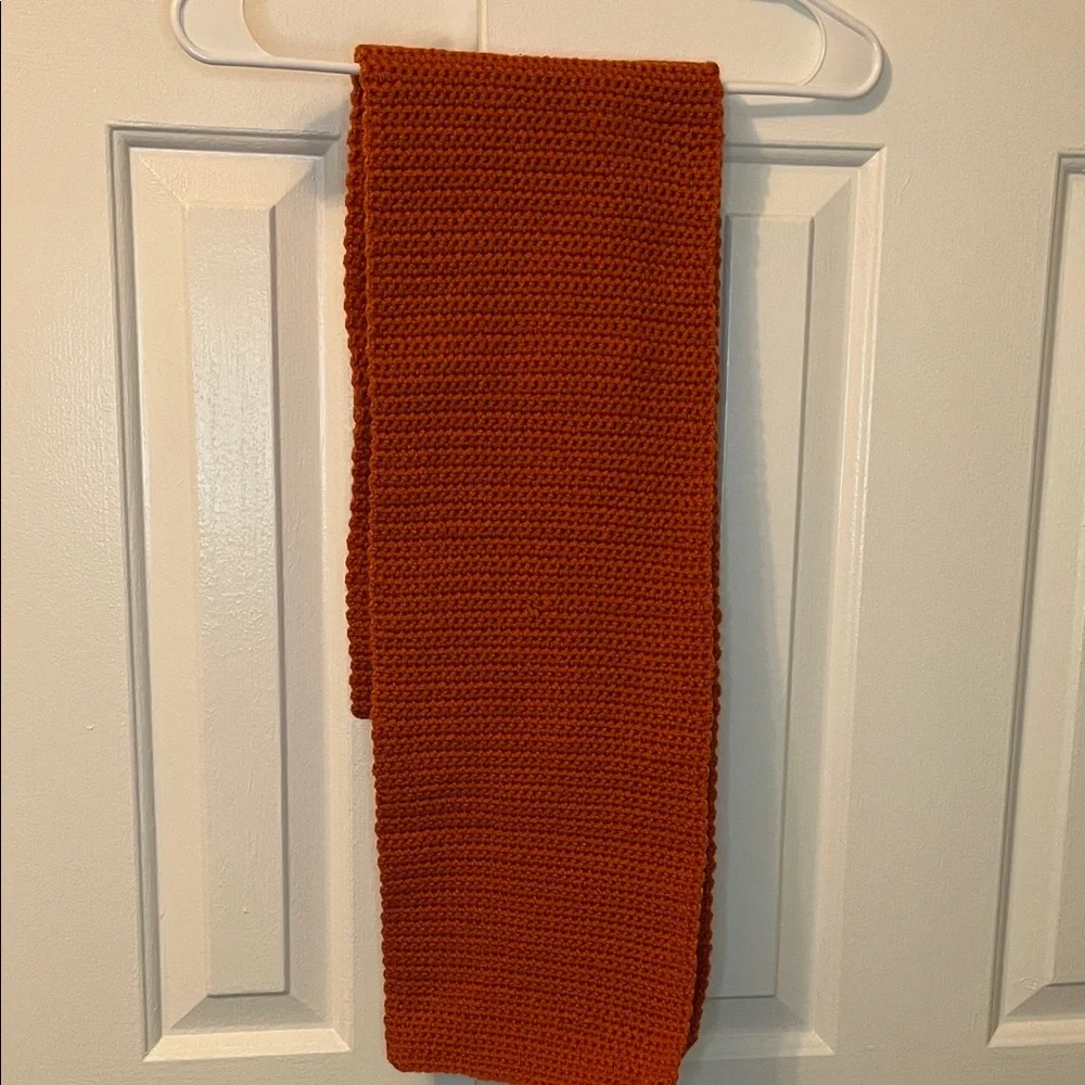 HANDMADE 80x8.5” Burnt Orange Crochet Scarf